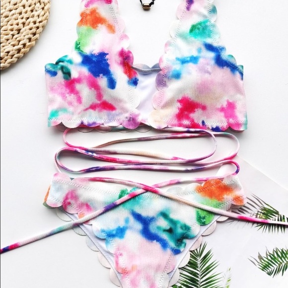 NEW‼️TIE DYE MULTI COLOR TIE - bikini - Picture 3 of 5